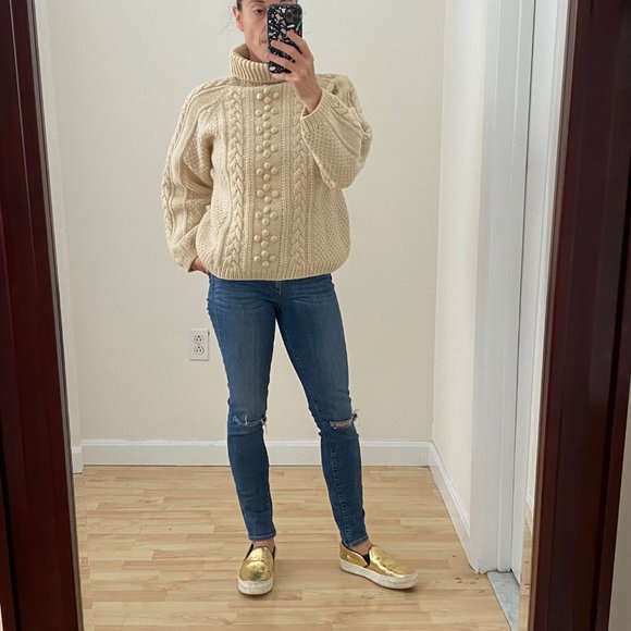 Vintage Hand-Knit Wool Turtleneck Sweater - Picture 4 of 12